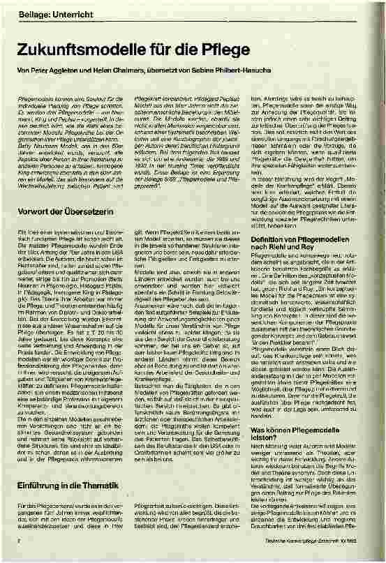 Vorschauseite 1: Zukunftsmodelle für die Pflege