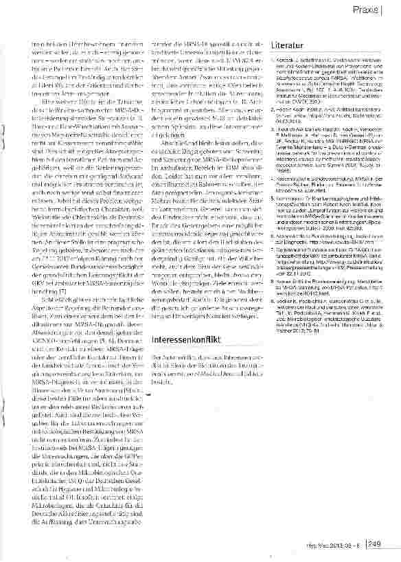 Vorschauseite 5: MRSA: Screening und Sanierung im ambulanten Bereich nach der neuen EBM-Vergütungsvereinbarung (EBM 87. 8) - klarer Halbzeitrückstand