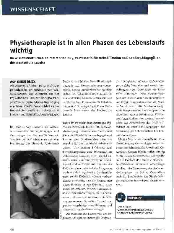 Vorschauseite 1: Physiotherapie ist in allen Phasen des Lebenslaufs wichtig