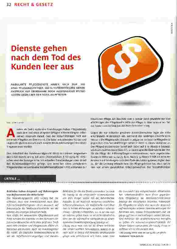 Vorschauseite 1: Dienste gehen nach dem Tod des Kunden leer aus