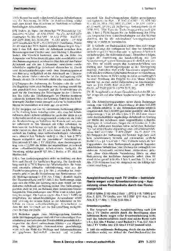 Vorschauseite 2: Tarifliche Sonderzahlung - Altersteilzeit ab dem 1. Dezember - rückwirkende Vertragsänderung TVG § 4 Abs. 4 Satz 1; TzBfG § 4 Abs. 1; TV-N Bayern § 7 Abs. 3, § 16; TV ATZ § 3 Abs.…