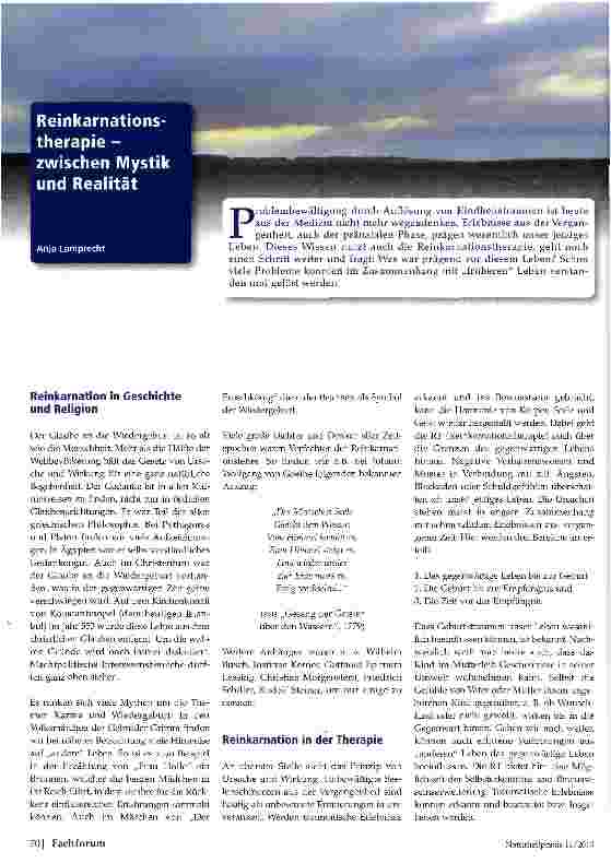 Vorschauseite 1: Reinkarnationstherapie -zwischen Mystik und Realität