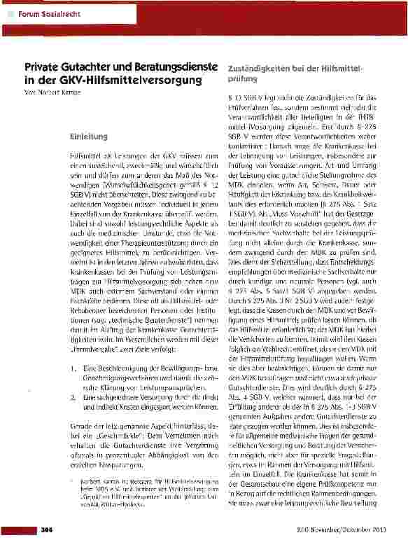 Vorschauseite 1: Private Gutachter und Beratungsdienste in der GKV-Hilfsmittelversorgung