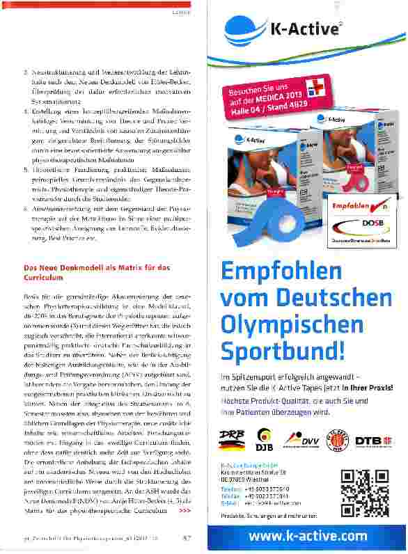 Vorschauseite 2: Das Neue Denkmodell nach Antje Hüter-Becker in der Primärqualifizierung der Physiotherapie