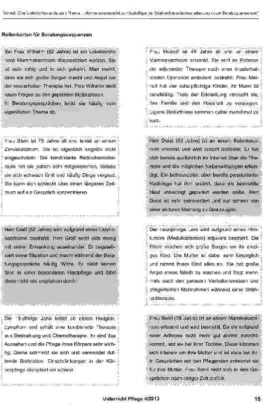 Vorschauseite 6: Eine Unterrichtsstunde zum Thema: „Informationsmaterial zur Hautpflege bei Strahlentherapie beurteilen und in der Beratung anwenden