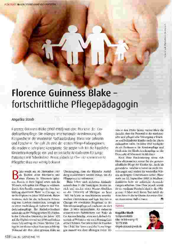 Vorschauseite 1: Florence Guinness Blake - fortschrittliche Pflegepädagogin