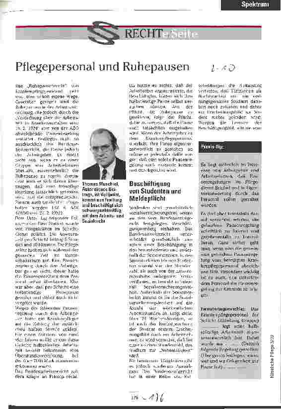 Vorschauseite 1: Pflegepersonal und Ruhepausen