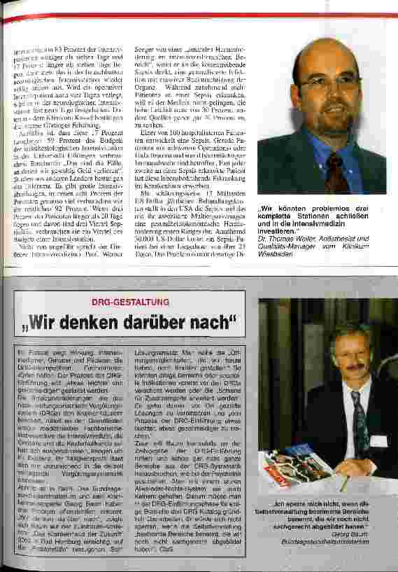 Vorschauseite 4: Wir brechen eine aggressive Qualitätsdiskussion vom Zaun Intensivmedizin unter DRG-Bedingungen