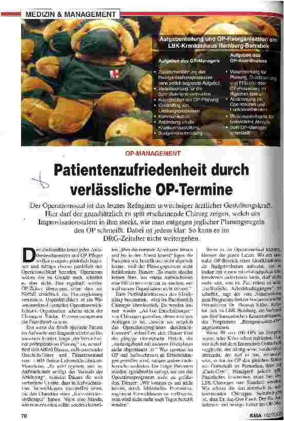 Vorschauseite 1: Patientenzufriedenheit durch verlässliche OP-Termine OP-Management