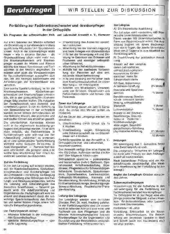 Vorschauseite 1: Fortbildung zur Fachkrankenschwester und -krankenpfleger in der Orthopädie
