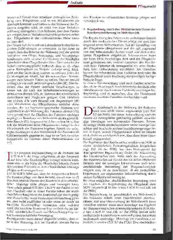 Vorschauseite 4: Die Wohnung des Patienten als Rechtsproblem in der ambulanten Pflege 1. Teil
