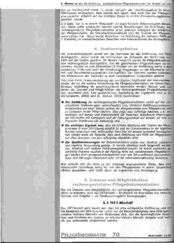 Vorschauseite 3: Die Einführung rechnergestützter Pflegedokumentation am Beispiel von PIK - Grenzen und Möglichkeiten Erfahrungen aus einem Pilotprojekt