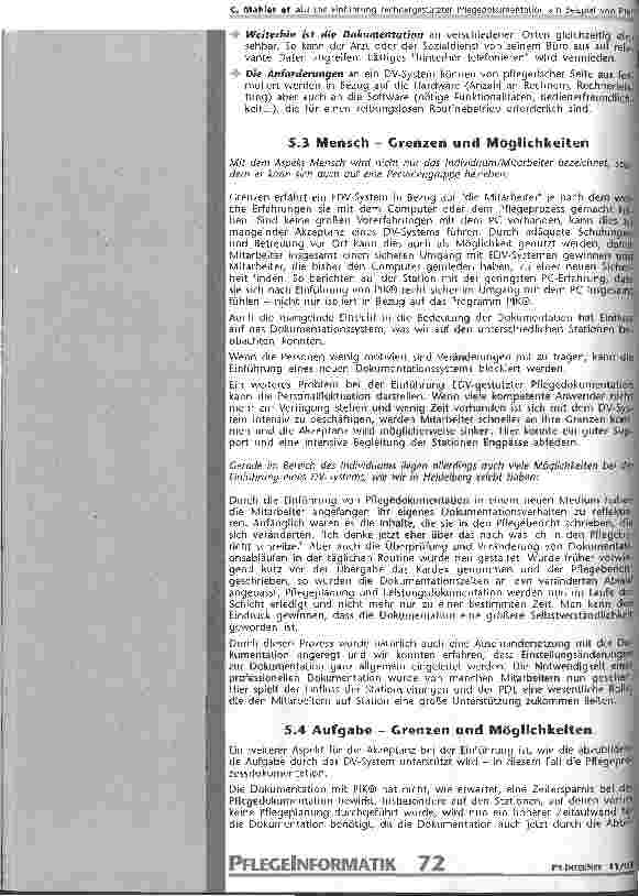 Vorschauseite 5: Die Einführung rechnergestützter Pflegedokumentation am Beispiel von PIK - Grenzen und Möglichkeiten Erfahrungen aus einem Pilotprojekt