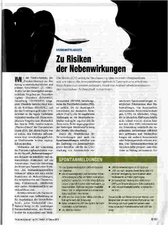 Vorschauseite 1: Zu Risiken der Nebenwirkungen