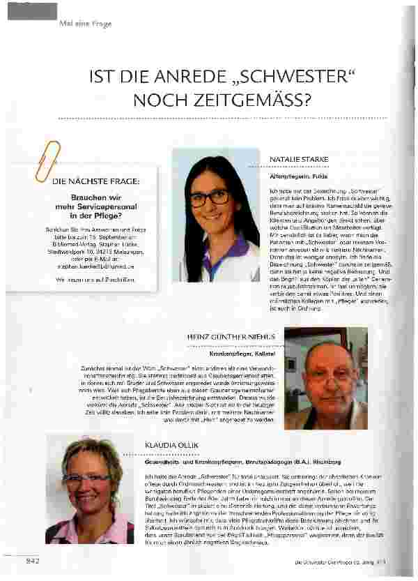 Vorschauseite 1: IST DIE ANREDE „SCHWESTER NOCH ZEITGEMÄSS?