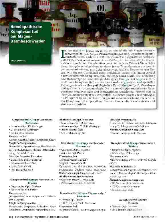 Vorschauseite 1: Homöopathische Komplexmittel bei Magen-Darmbeschwerden