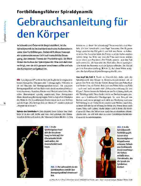 Vorschauseite 1: Fortbildungsführer Spiraldynamik Gebrauchsanleitung für den Körper