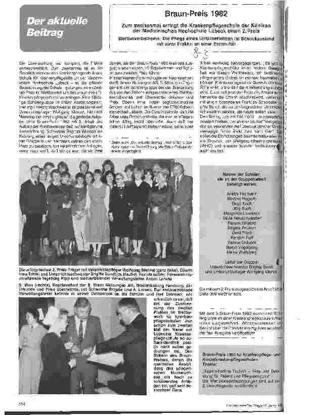 Vorschauseite 1: Braun-Preis für Krankenpflegeschulen 1982 - Thema: Die Pflege eines Unfallverletzten im Schockzustand m. einer Fraktur an einer Extremität