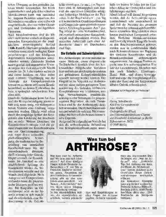 Vorschauseite 3: Arthroskopie bei Kniegelenkserkrankungen