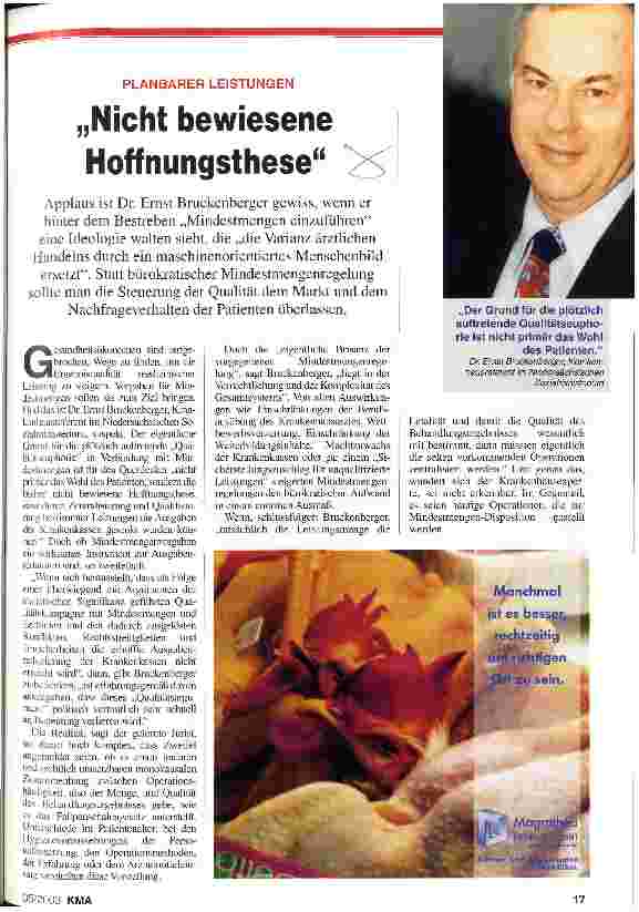 Vorschauseite 1: Planbare Leistungen: Nicht bewiesene Hoffnungsthese
