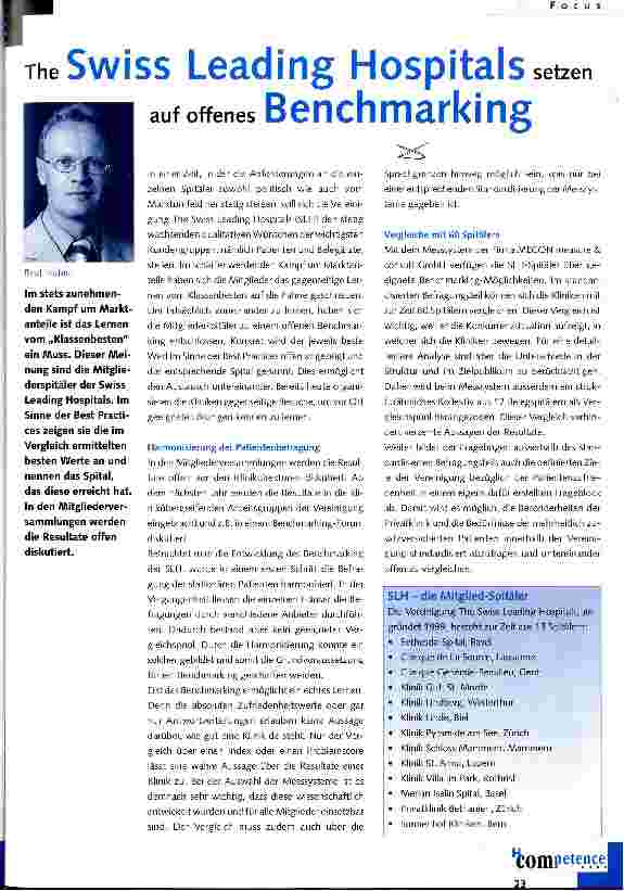 Vorschauseite 1: The Swiss Leading Hospitals setzen auf offenes Benchmarking