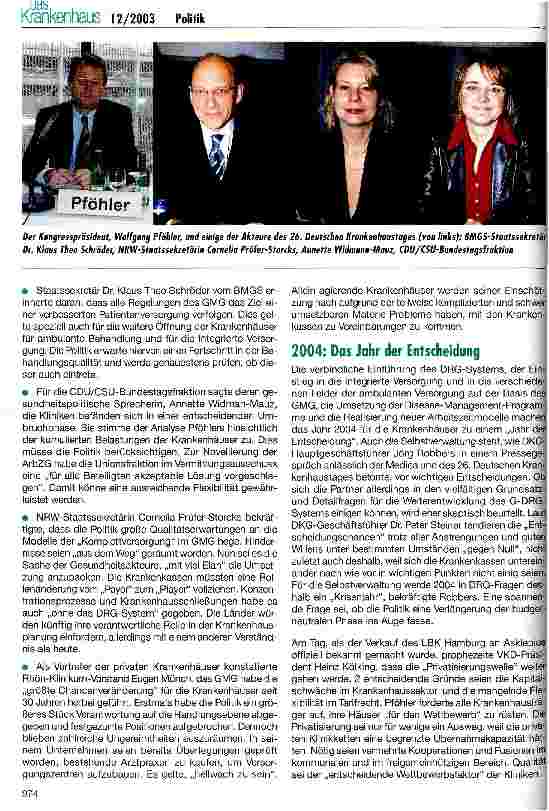 Vorschauseite 2: 2004: Chancen und Probleme für die Krankenhäuser