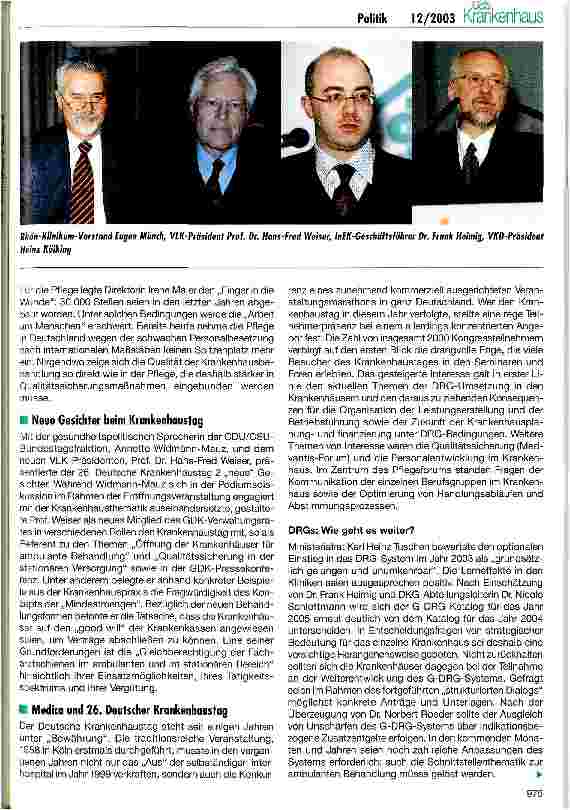 Vorschauseite 3: 2004: Chancen und Probleme für die Krankenhäuser