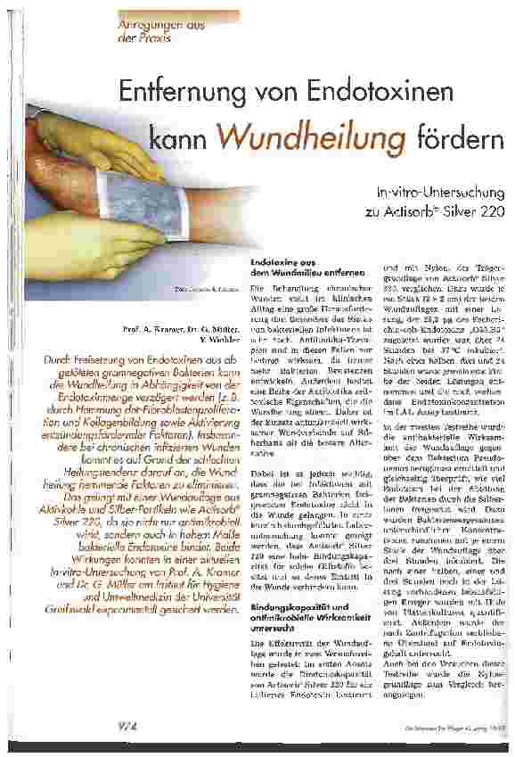 Vorschauseite 1: Entfernung von Endotoxinen kann Wundheilung fördern In-vitro-Untersuchung zu Actisorb Silver 220