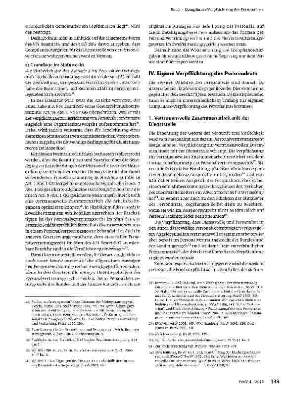 Vorschauseite 4: Compliance-Verpflichtung des Personalrats - Das Personalvertretungsrecht als rechtliche Basis für die Beachtung von Compliance-Regeln durch den Personalrat -