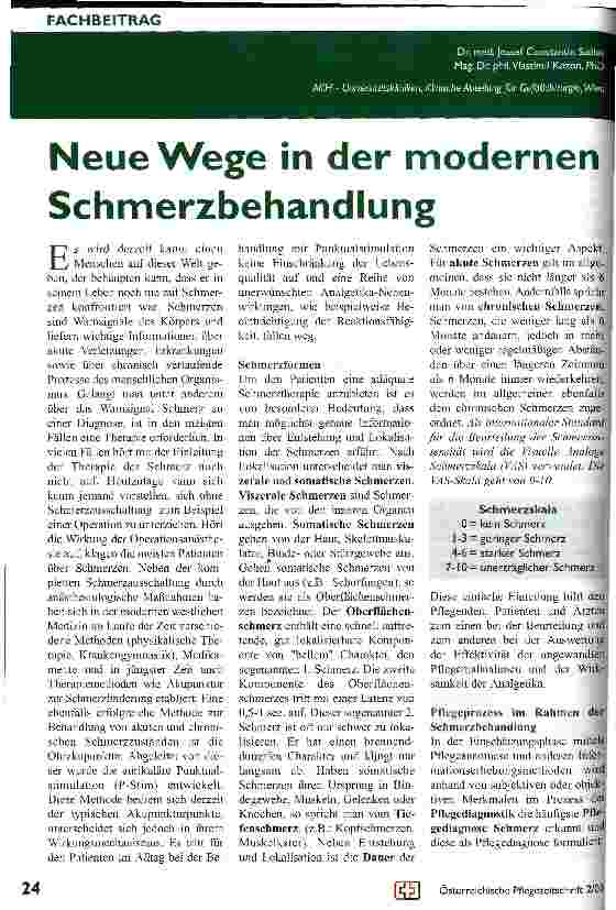 Vorschauseite 1: Neue Wege in der modernen Schmerzbehandlung
