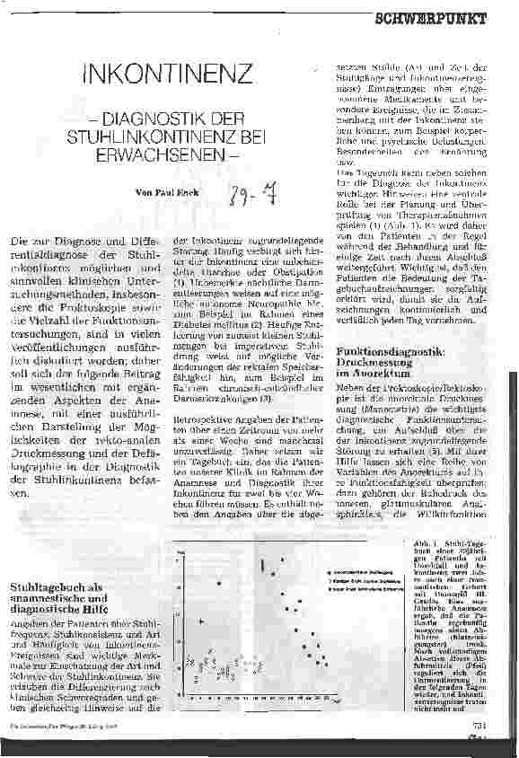 Vorschauseite 1: Inkontinenz Diagnostik der Stuhlinkontinenz bei Erwachsenen