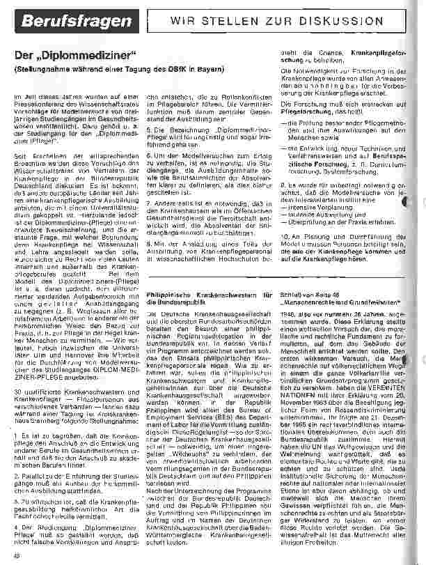 Vorschauseite 1: Der Diplommediziner Stellungnahme während einer Tagung des DBfK in Bayern