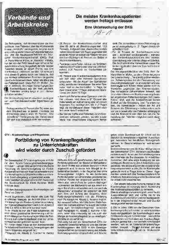 Vorschauseite 1: Fortbildung von Krankenpflegekräften zu Unterrichtskräften wird wieder durch Zuschuß gefördert