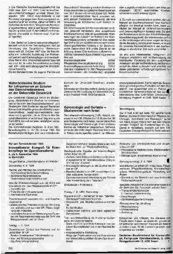 Vorschauseite 2: Fortbildung von Krankenpflegekräften zu Unterrichtskräften wird wieder durch Zuschuß gefördert