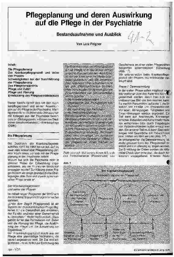 Vorschauseite 1: Pflegeplanung und deren Auswirkungen auf die Pflege in der Psychiatrie
