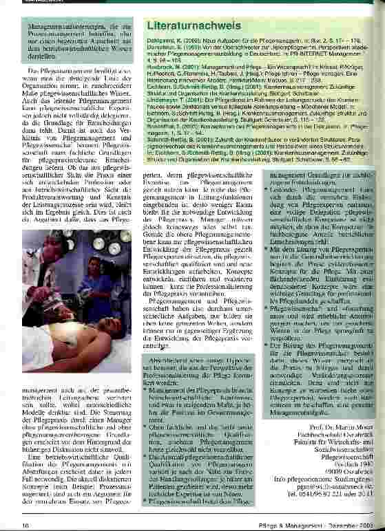 Vorschauseite 3: Pflegemanagement und Pflegewissenschaft - getrennte Welten oder sinnvolle Ergänzung?