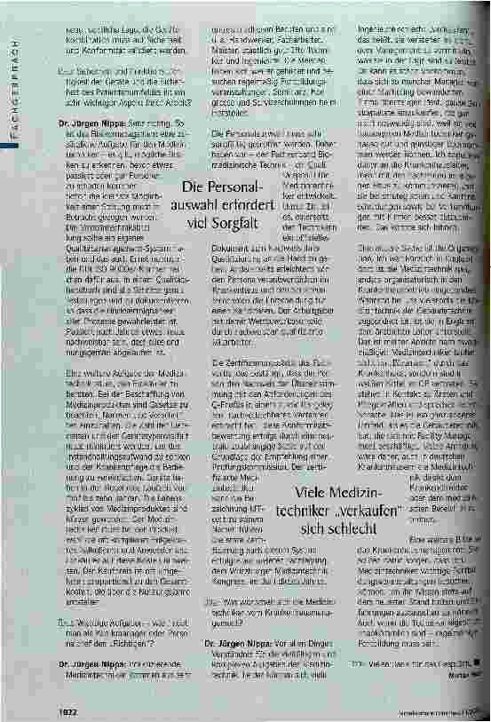Vorschauseite 3: Sparkandidat Medizintechnik? Steigende Anforderungen und Leistungsverdichtung auch im technischen Bereich