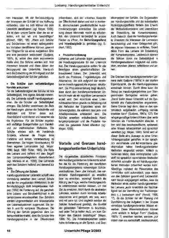 Vorschauseite 3: Handlungsorientierter Unterricht mit einem Beispiel zum Thema: Pflegeanamnese