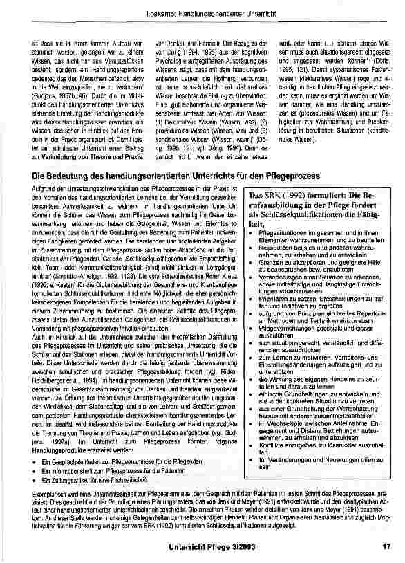 Vorschauseite 4: Handlungsorientierter Unterricht mit einem Beispiel zum Thema: Pflegeanamnese