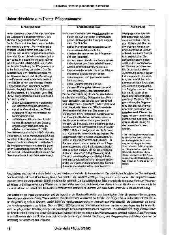 Vorschauseite 5: Handlungsorientierter Unterricht mit einem Beispiel zum Thema: Pflegeanamnese