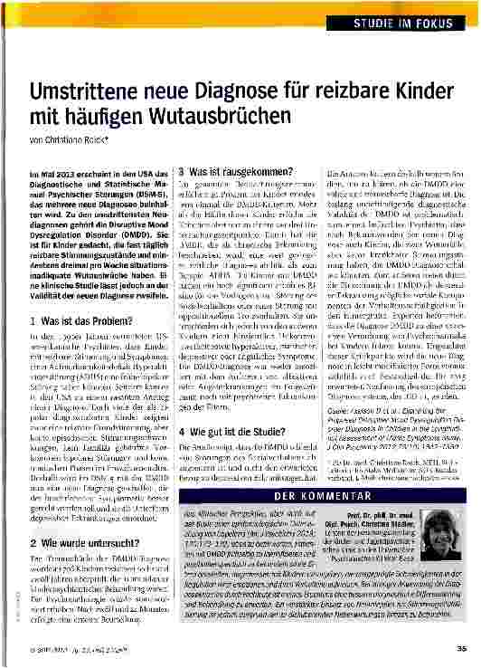 Vorschauseite 1: Umstrittene neue Diagnose für reizbare Kinder mit häufigen Wutausbrüchen