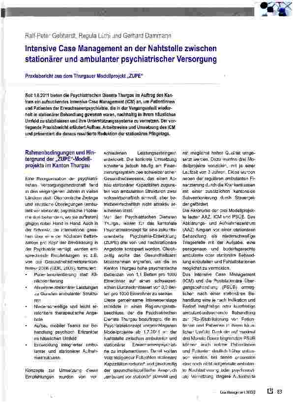 Vorschauseite 1: Intensive Case Management an der Nahtstelle zwischen stationärer und ambulanter psychiatrischer Versorgung
