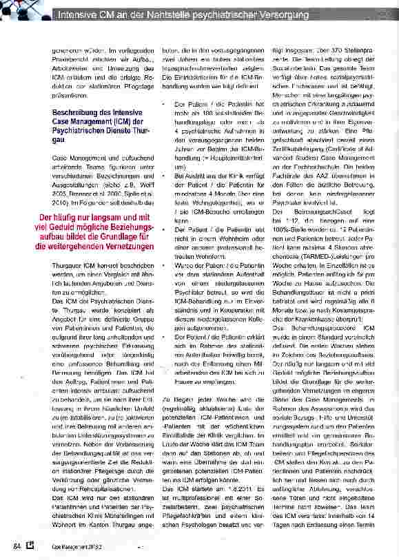 Vorschauseite 2: Intensive Case Management an der Nahtstelle zwischen stationärer und ambulanter psychiatrischer Versorgung
