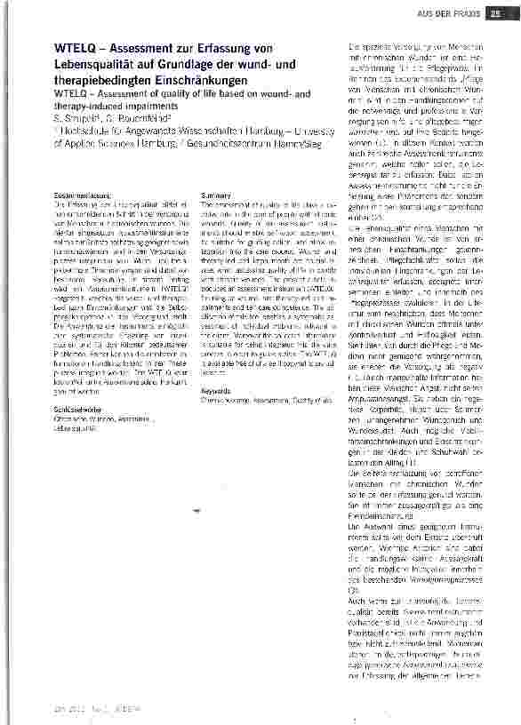 Vorschauseite 1: WTELQ - Assessment zur Erfassung von Lebensqualität auf Grundlage der wundund therapiebedingten Einschränkungen