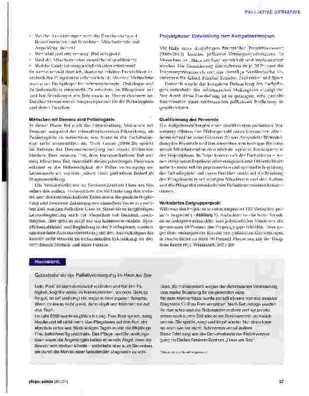 Vorschauseite 2: PROJEKT: Palliative Care in der Altenpflege