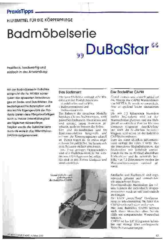 Vorschauseite 1: Badmöbelserie DuBaStar Hilfsmittel für die Körperpflege