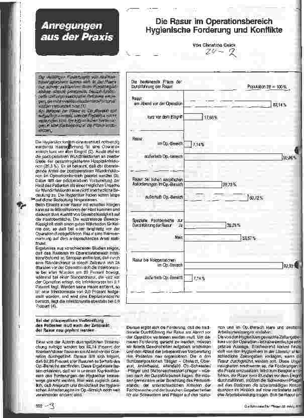 Vorschauseite 1: Die Rasur des Operationsbereiches/ hygienische Forderungen und Konflikte