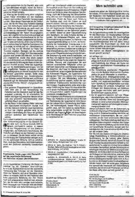 Vorschauseite 2: Die Rasur des Operationsbereiches/ hygienische Forderungen und Konflikte