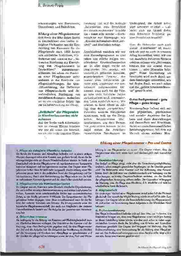 Vorschauseite 3: Das Image der Pflege heute 2. Platz B. Braun-Preis: Gutes Fachpersonal - gute Pflege - gutes Image