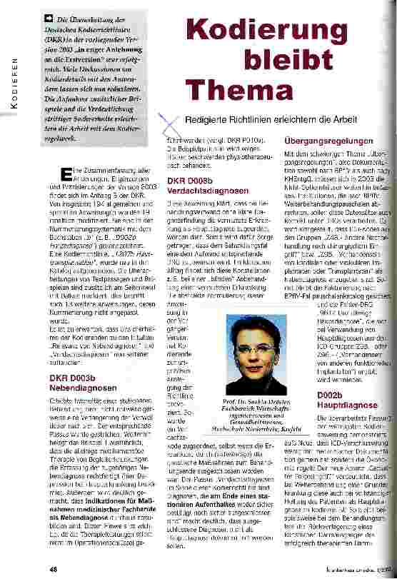 Vorschauseite 1: Kodierung bleibt Thema Redigierte Richtlinien erleichtern die Arbeit